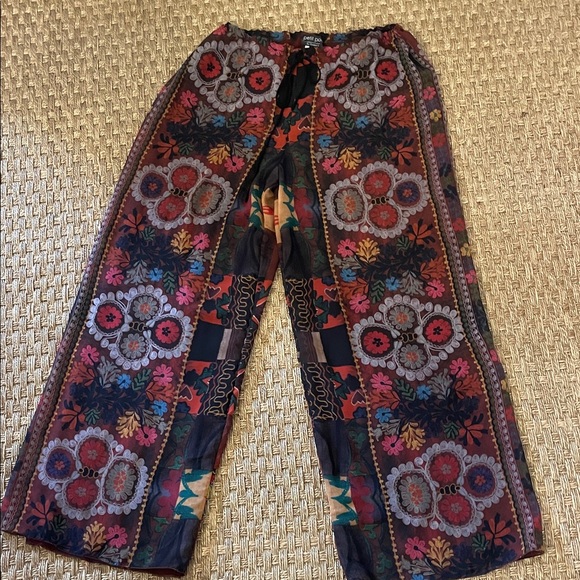 petit pois Viviana G Pants - Viviana Multicolor Floral Wide Leg Pants XL